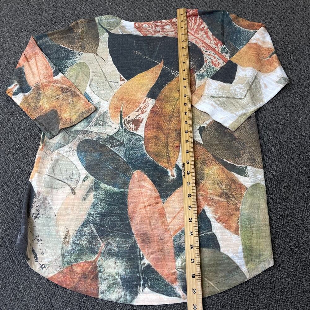 Ateller5 Gozde Yilmaz Shirt Womens Large Leaf Fall Autumn 3/4 Sleeve Tunic - Picture 5 of 9